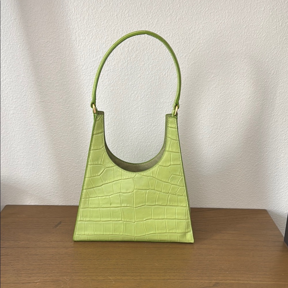 Staud Green Croc-Embossed Handbag Purse Almost Brand New Mini Rey